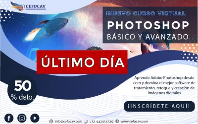 ¡HOY ÚLTIMO DÍA¡ Inscríbete al curso Adobe Photoshop Básico y Avanzado