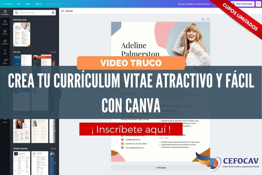Video Truco: Crea tu Currículum Vitae Atractivo y Fácil con Canva